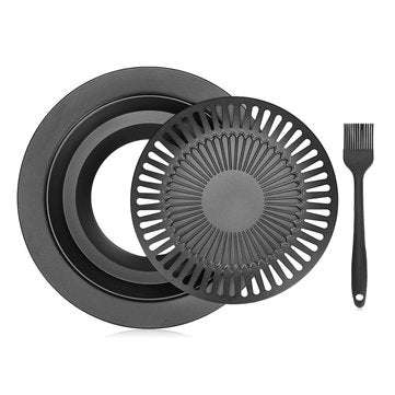 Smokeless Stovetop BBQ Grill Pan Stainless steel Card Type Non-stick Cooking Pan Round Shape Ceramic