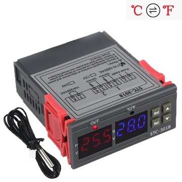 STC-3018 12V / 24V / 220V Digital Temperature Controller C/F Thermostat Relay 10A ... (VOLTAGE: 12V)