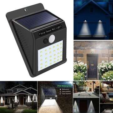 Solar Power 30 LED PIR Motion Sensor Wall Light Waterproof Outdoor Path Yard Garden Security Lamp