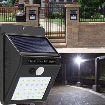 Solar Power 30 LED PIR Motion Sensor Wall Light Waterproof Outdoor Path Yard Garden Security Lamp