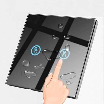 SMATRUL White 2 Gang Touch Wall Switch on /off Light LED Lamp Crystal Glass Screen Panel