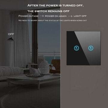 SMATRUL White 2 Gang Touch Wall Switch on /off Light LED Lamp Crystal Glass Screen Panel