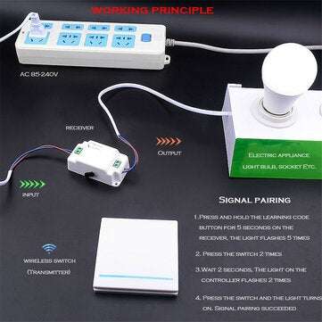 SMATRUL Black 433Mhz Smart Push 3Gang Wireless Switch Light +3 RF Remote Control