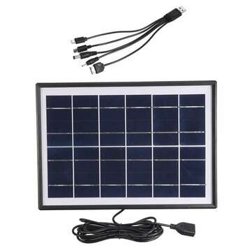 Solar Panel Portable Power Bank Outdoor Camping Phone Charger with 5-in-1 USB Cable