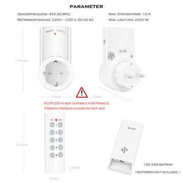 SMATRUL 433mhz Smart Socket Wall Programmable Electrical EU Plug Outlet Switch 220v 230v LED Lights