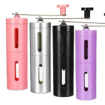 Stainless Steel Portable Hand Bean Mill Professional Manual Coffee Grinder Maker (COLOR1: PINK)