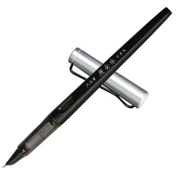 Six Pin Hall Curved Tip Stainless Steel Pen Office Supply Smooth Medium Nib 038mm... (COLOR.: BLACK)