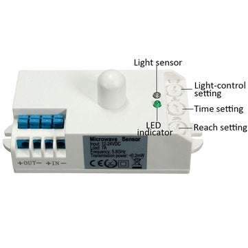 SK-807-DC DC 12V-24V 5.8GHz Microwave Radar Sensor Body Motion HF Detector Light Switch