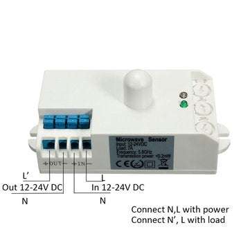 SK-807-DC DC 12V-24V 5.8GHz Microwave Radar Sensor Body Motion HF Detector Light Switch