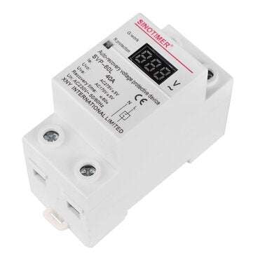 SINOTIMER SVP-60L 230V AC 40A Digital Din Rail Automatic Recovery Over Under Voltage Protector with