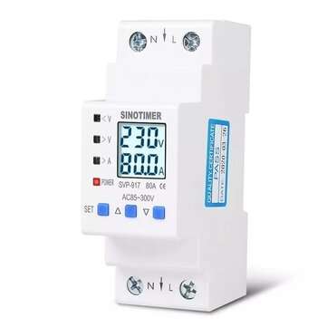 SINOTIMER SVP-917 63A 80A Din Rail Adjustable Over Under Voltage Protective Device... (CURRENT: 80A)