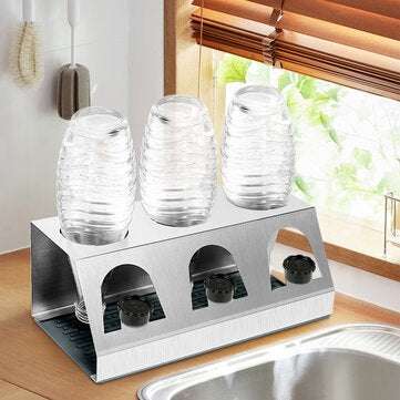 Stainless Steel 3 Holes Cup Bottle Holder Drainer Drying Rack