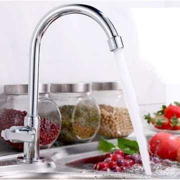 Simple Chrome Kitchen Faucet Basin Sink Tap Single Lever Only For Cold Water