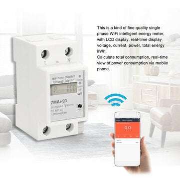 Single Phase Din Rail Wifi Smart Energy Meter Power Consumption Kwh Meter Wattmeter Support Smartlif