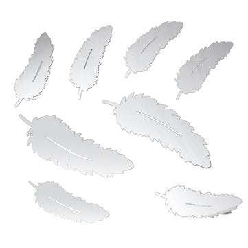 Silver Feather DIY 3D Mirror Wall Sticker Mural For Home And Bedroom Decoration
