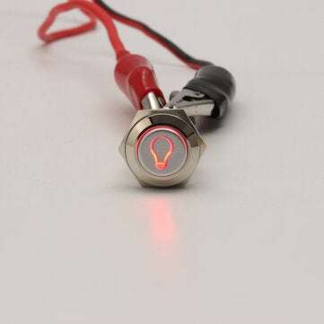 Silver 16mm LED Metal Push Button Latching Switch LED HeadLights Symbol Push Button... (COLOR.: RED)