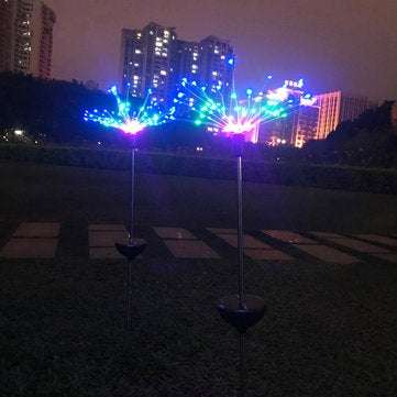 Solar Powered 8 Modes 90LED Colorful Sliver Wire Starburst Firework String Light for Christmas Garde