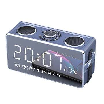 SOAIY S18 Wireless bluetooth Speakers Mirror LED Clock FM Radio TF Card Music Stere... (COLOR: GREY)