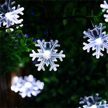 Snowflake String Lights Snow Fairy Garland Decor Solar Power LED for Christmas Tre... (COLOR: WHITE)