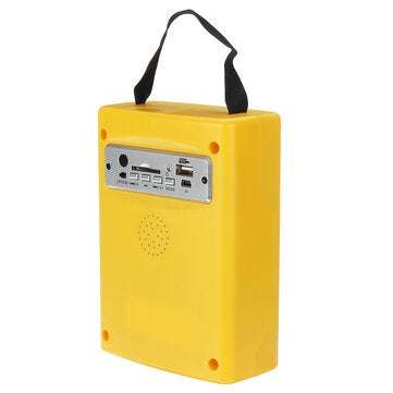 Solar Panel Power Lighting System + 2 LED Light Bulbs USB Charger Support FM Bluetooth SD Card