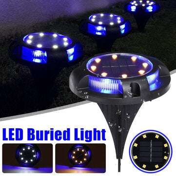Solar Powered 12LED Buried Light Under Ground Lawn Lamp Outdoor Path Way... (LIGHT COLOR: WHITEBLUE)