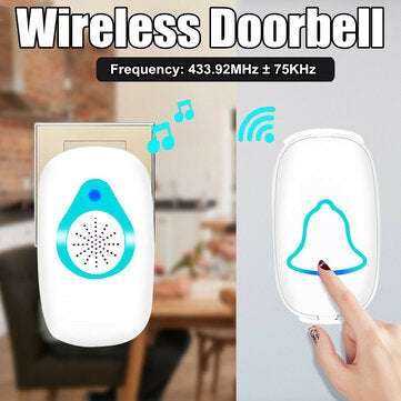 Smart Wireless Doorbell Plug & Play Door Bell Kit Plug-in Receiver Waterproof