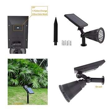 Solar Lights Outdoor 7 LED Solar Outdoor Color Changing Wall Light 180 Adjustable Garden Light