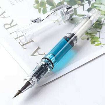 Soft Brush Pen Art Writing Ink Pen plastic Transparent White Refillable Ink Fountain Pens Stationery