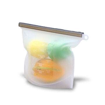Reusable Silicone Food Fresh Bags Storage Sealed Containers for Refrigerator Kitc... (COLOR.: WHITE)