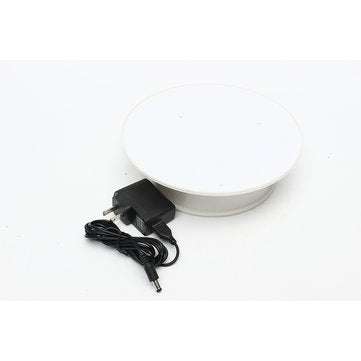 Round White Velvet Top Electric Motorized 360 Rotating Turntable Jewelry Ornament Display Stand