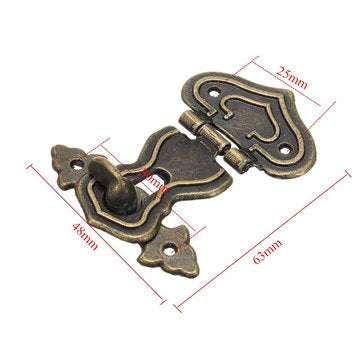 Retro Vintage Decorative Latch Hasp Pad Chest Lock for Wooden Jewelry Box