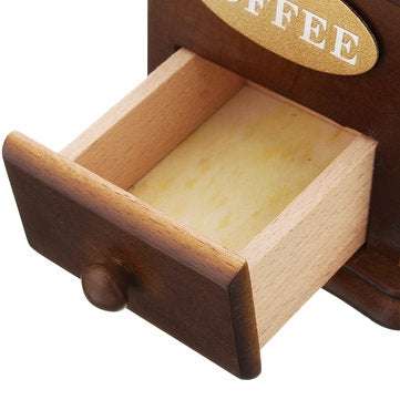 Retro White Ceramic Manual Coffee Bean Grinder Wooden Nut Mill Cafe Hand Grinding Tool