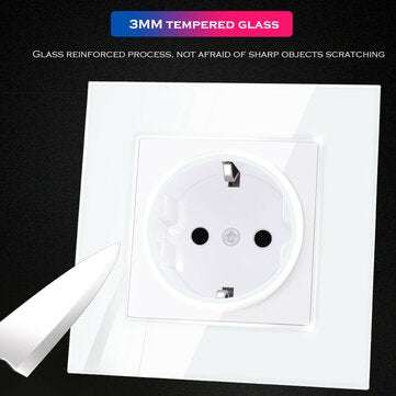 SMATRUL YB-B2006 Type 86 16A Wall Socket European Standard Household Glass Panel P... (COLOR: WHITE)