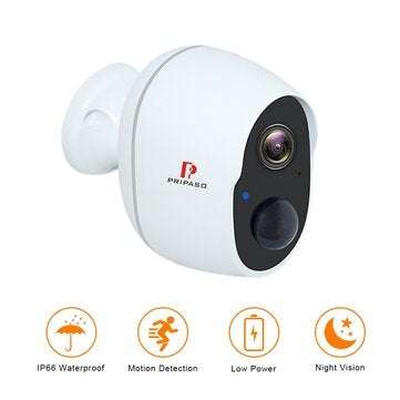 Pripaso 1080P Wireless Battery Powered IP CCTV Camera Outdoor  Indoor Home Waterproof Security Recha