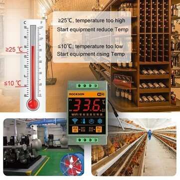 ROCKSON Tuya Smart Life WIFI Temperature Sensor Heating Boiler Cool Controller Remote Switch Thermom