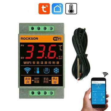 ROCKSON Tuya Smart Life WIFI Temperature Sensor Heating Boiler Cool Controller Remote Switch Thermom