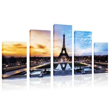 Paris Eiffel Tower Paintings Art 5 Pcs Print Picture Home Room Decor No Framed