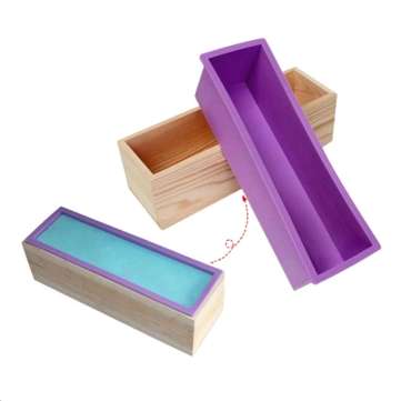 Silicone Soap Mold Rectangular Wooden Box with Flexible Liner for DIY Handmade Loaf Mould Soap Mold