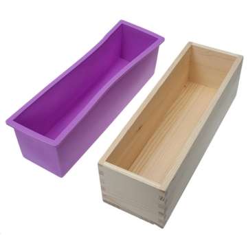Silicone Soap Mold Rectangular Wooden Box with Flexible Liner for DIY Handmade Loaf Mould Soap Mold
