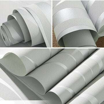 Silver 3D Non-Woven Fabric Wave Stripe Embossed Wallpaper Waterproof Modern Simple Non-Woven Fabric