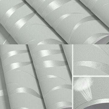 Silver 3D Non-Woven Fabric Wave Stripe Embossed Wallpaper Waterproof Modern Simple Non-Woven Fabric