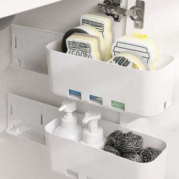 Retractable Kitchen Drawer Shelf Pull-out Storage Box Kitchen Cabinet Multi Function Hole Free Stora