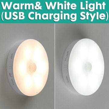 Rechargeable Cordless PIR Motion Sensor LED Nigh... (LIGHT COLOR: WARM&WHITELIGHT(USBCHARGINGSTYLE))
