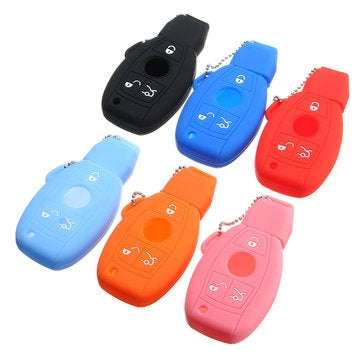Silica Gel Remote Key Case Protect Sleeve For Mercedes (COLOR.: BLUE)