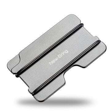 New-Bring Metal Card Holder Slim Solid Aluminum NBR Rope RFID Protection Holder ID ... (COLOR: GREY)