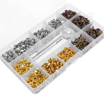 Sets Leather Craft Double Cap Rivets Tubular Metal Studs Fixing Tools Kit