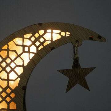 Muslims Crafts Decoration Ramadan Gifts Luminous Wooden Gift Pattern Customized Decoration Display C