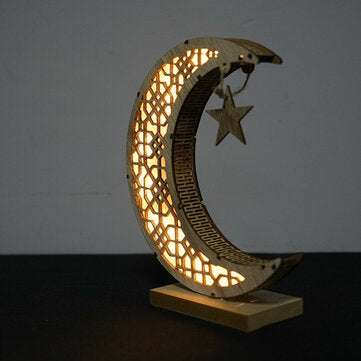 Muslims Crafts Decoration Ramadan Gifts Luminous Wooden Gift Pattern Customized Decoration Display C