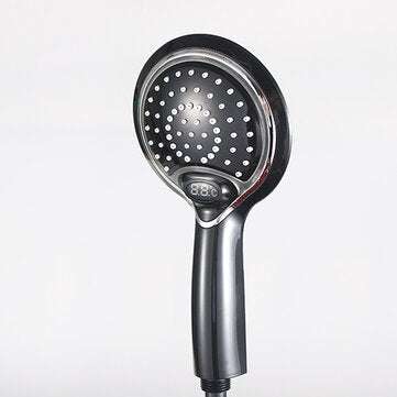 LED Light Shower Head Bathroom Handheld Shower Head Digital LED Display Adjusta... (COLOR  A: BLACK)