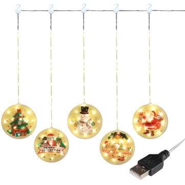 Novelty Hanging 3D Christmas Warm White LED String Light with USB for Festival Party Indoor Outdoor